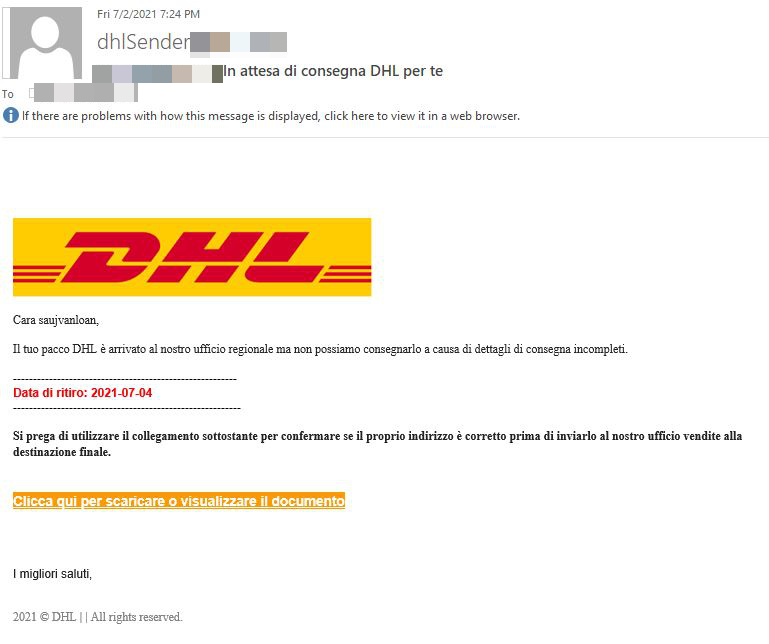 Scammers Impersonating DHL Delivery Service Seek to Harvest Customer Login  Credentials and Credit Card Details