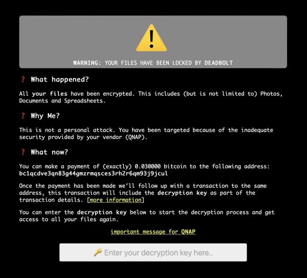 Take Your QNAP NAS Offline! DeadBolt Ransomware Locks Devices via Alleged Zero-Day Flaw