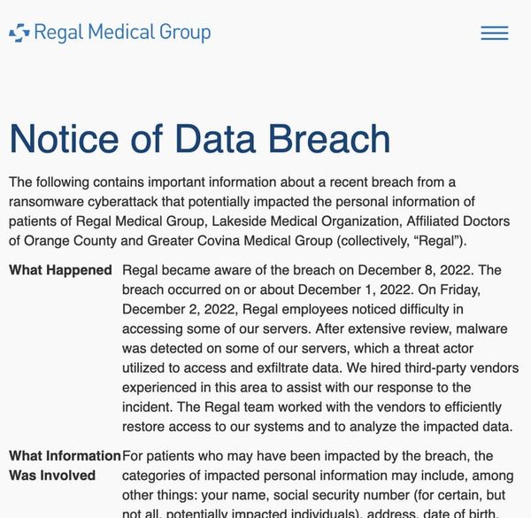 Ransomware attackers steal over 3 million patients' medical records