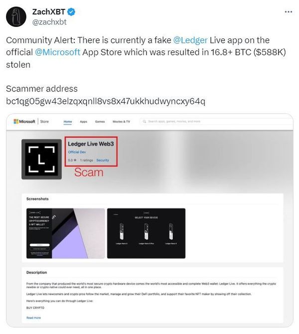 Rogue Developer Steals $768,000 in Crypto with Fake Ledger Live App