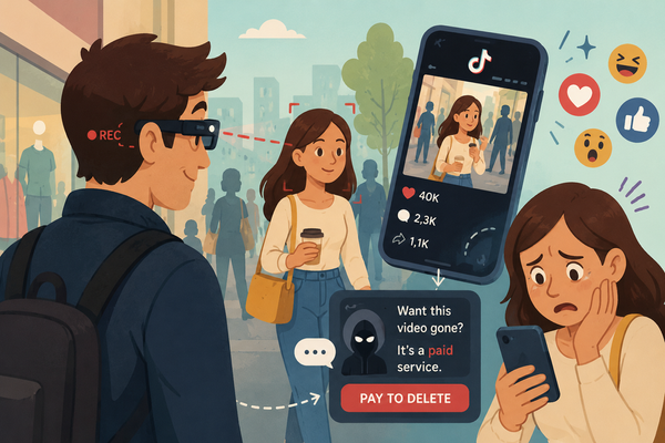 Un homme filme une femme avec des lunettes connectées et demande de l'argent pour retirer la vidéo