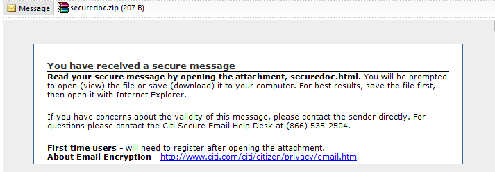 Spammed Malware Campaign Targets Citi Group Customers