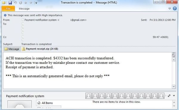 Backdoor Agent Infects ACH Clients with Fake Successful Transaction Notice