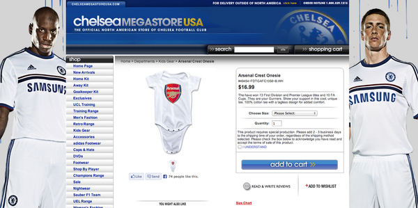 Megastore Hackers Replace Chelsea Outfit with Arsenal Onesie 