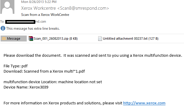Fake Xerox Scans Deliver Malware