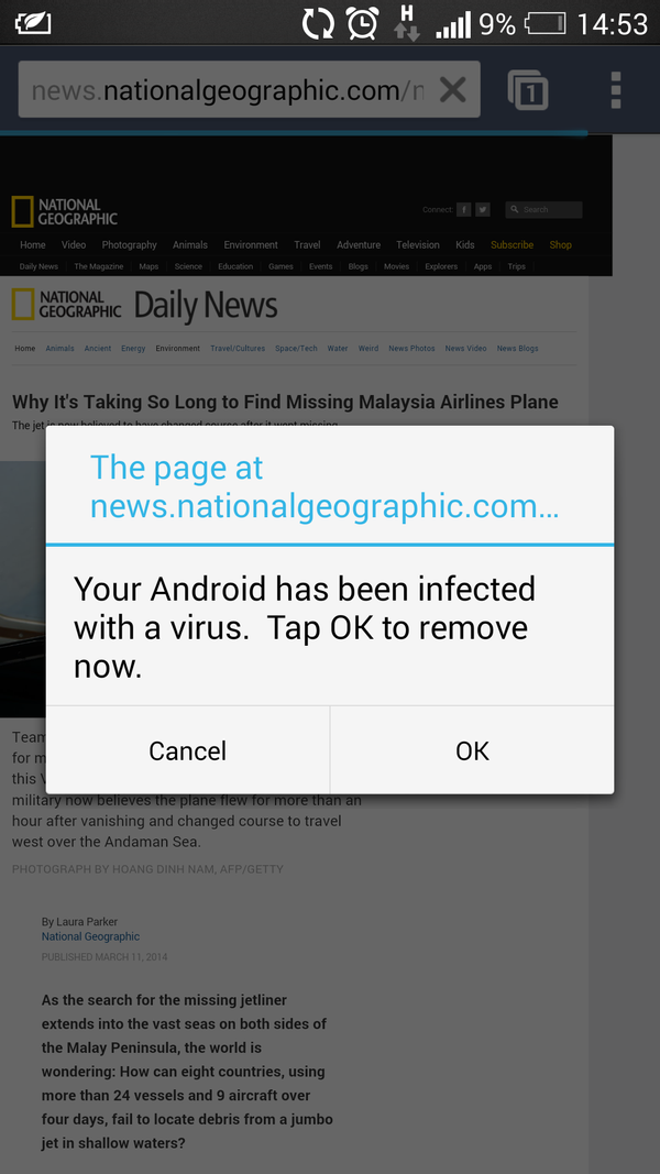 National Geographic Fans Targeted with Mobile Scareware
