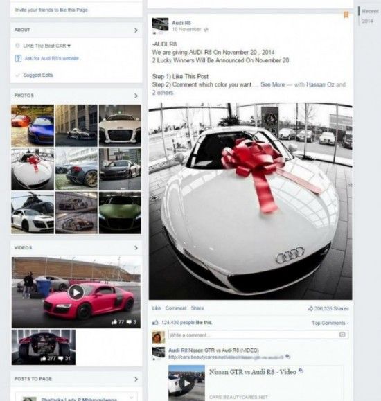 Thousands Fall with Each Hour for Free Audi R8 Facebook Scam