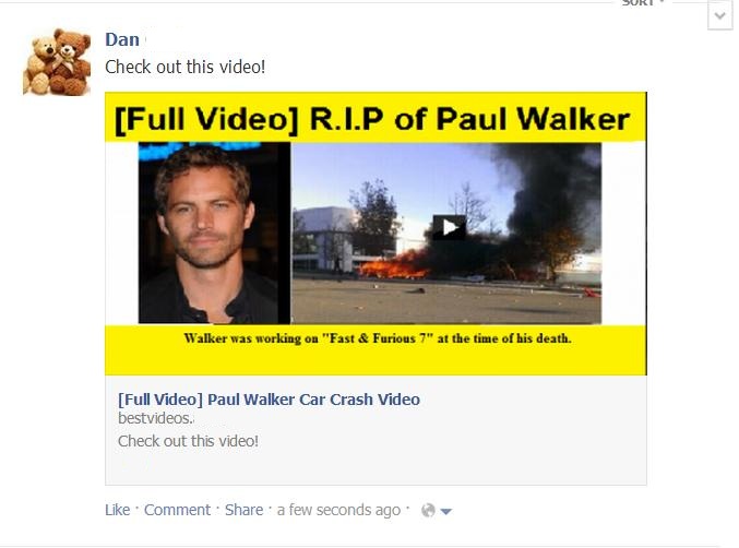 ScamAngriffe zu Paul Walkers Tod gefährden FacebookNutzer