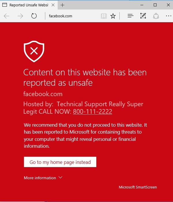Scammers can trick Microsoft Edge into displaying fake security warnings