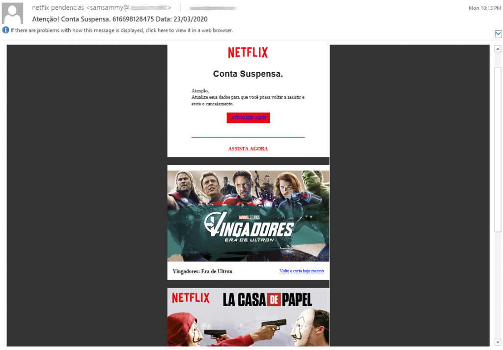 Netflix Phishing Campaign Spikes in Brazil with Account Update/Suspended  Tricks